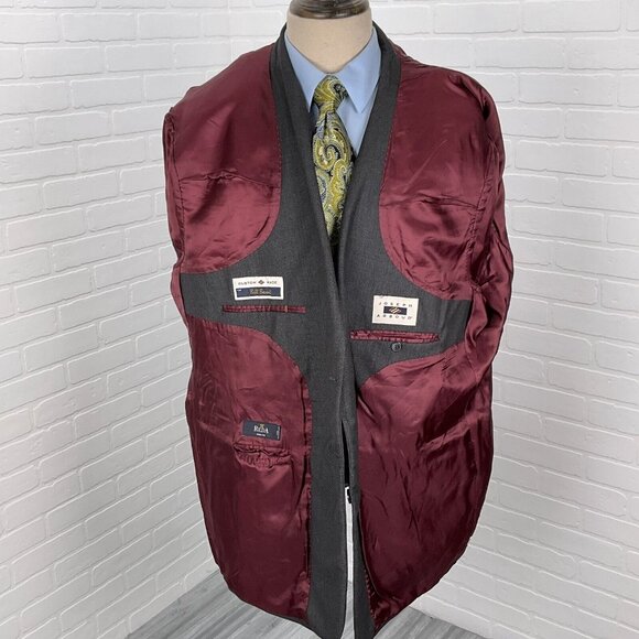 Joseph Abboud Blazer Men 56R‎ Gray Bespoke Birdseye Reda Super 130s Wool Jacket - Picture 6 of 16